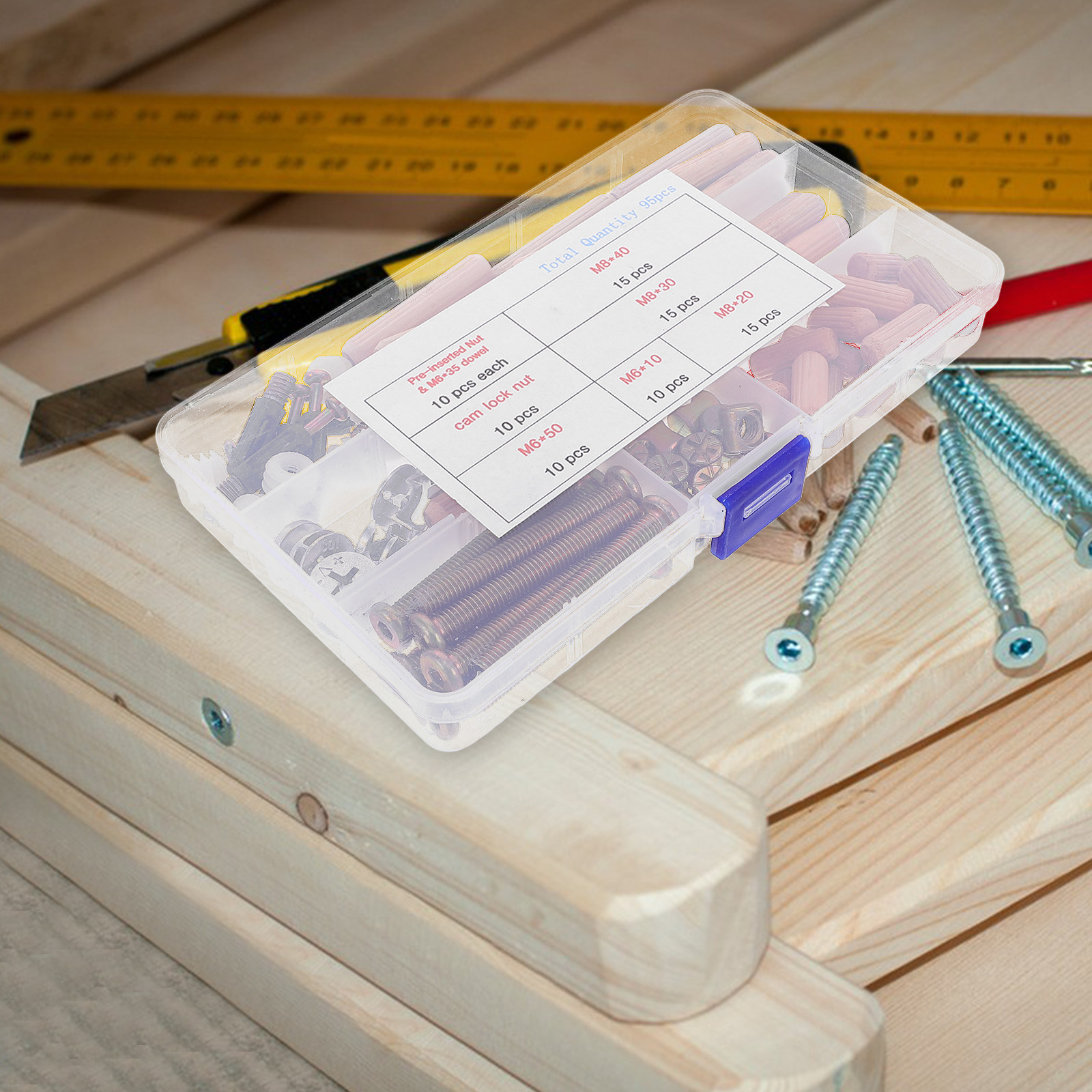 Juego de 95 piezas de conector - Furniture Hardware Bolts reseña y precio